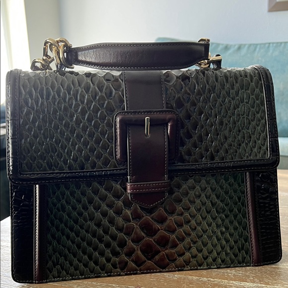 Brahmin Handbags - NWT Retired Brahmin Bag.Elegant dark olive green and brown Handbag.